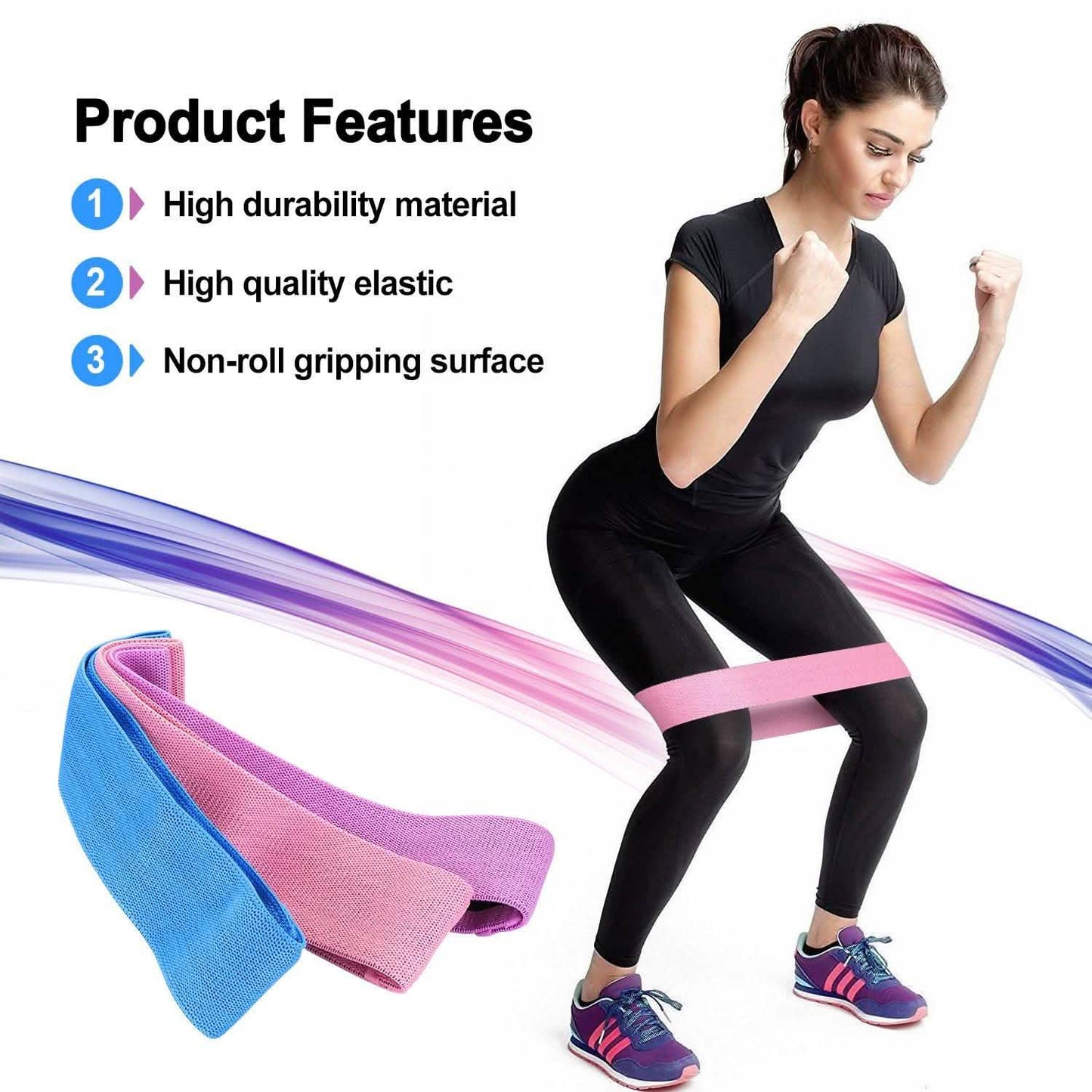 3-Piece: Resistance Loop Bands Hip Legs Training Set DailySale