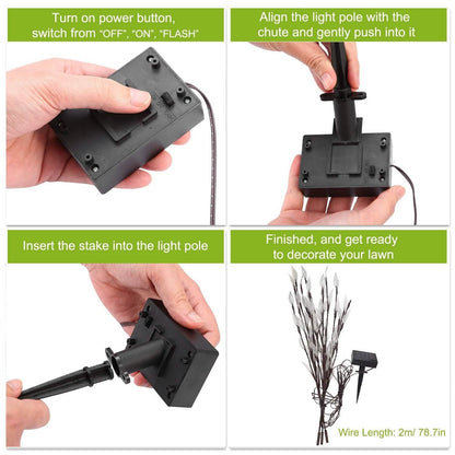 3-Piece Set: 60 LED Solar Garden Lights Tree Branch Leaf Shape Lamp DailySale