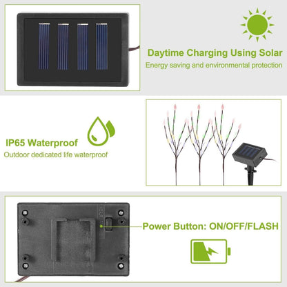 3-Piece Set: 60 LED Solar Garden Lights Tree Branch Leaf Shape Lamp DailySale