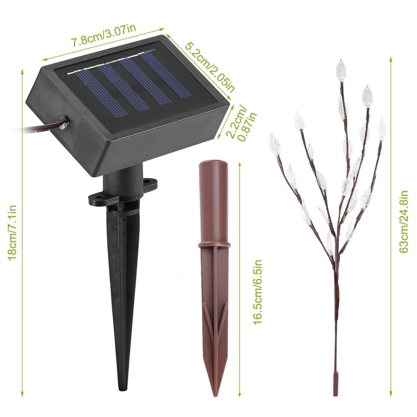 3-Piece Set: 60 LED Solar Garden Lights Tree Branch Leaf Shape Lamp DailySale