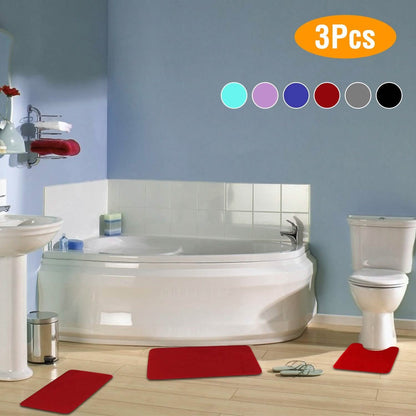 3-Piece Set: Bathroom Rug Set Plush Velvet Bath Carpet DailySale