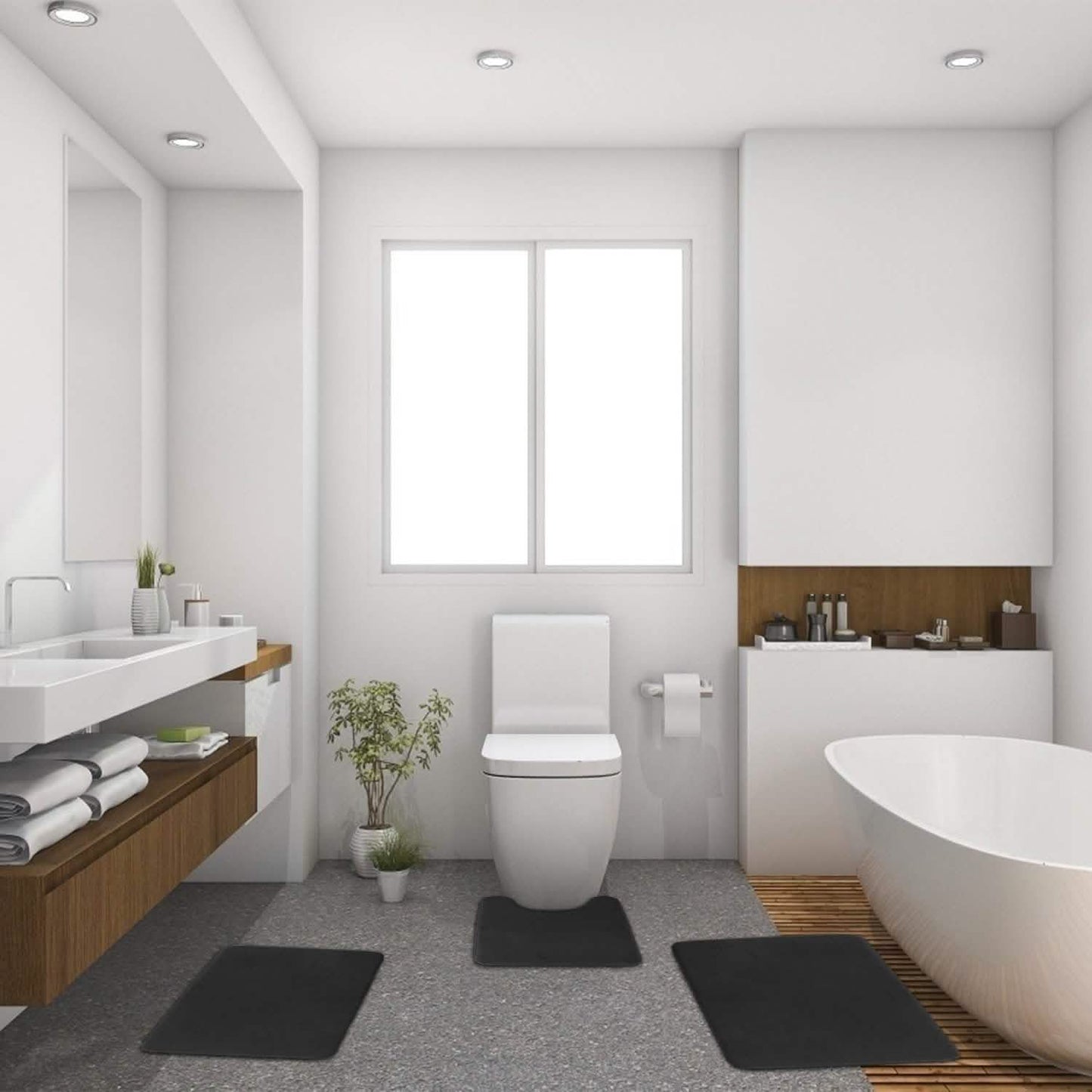 3-Piece Set: Bathroom Rug Set Plush Velvet Bath Carpet DailySale