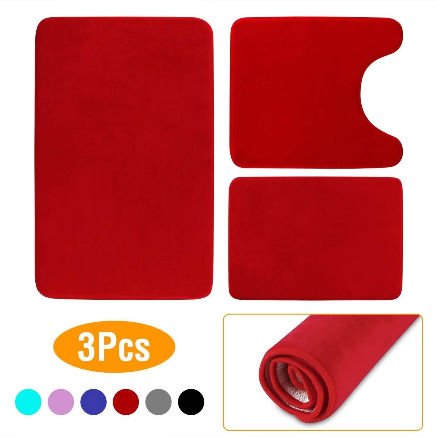 3-Piece Set: Bathroom Rug Set Plush Velvet Bath Carpet DailySale