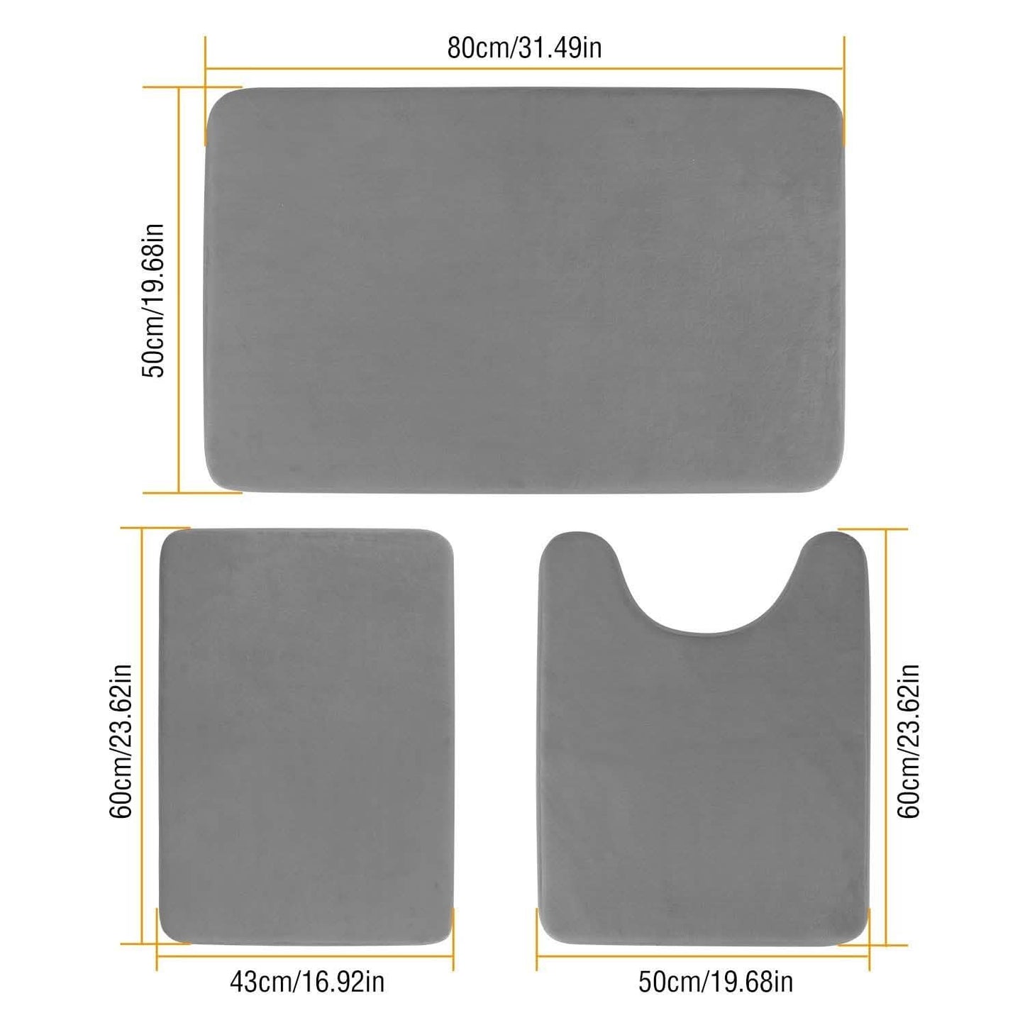 3-Piece Set: Bathroom Rug Set Plush Velvet Bath Carpet DailySale
