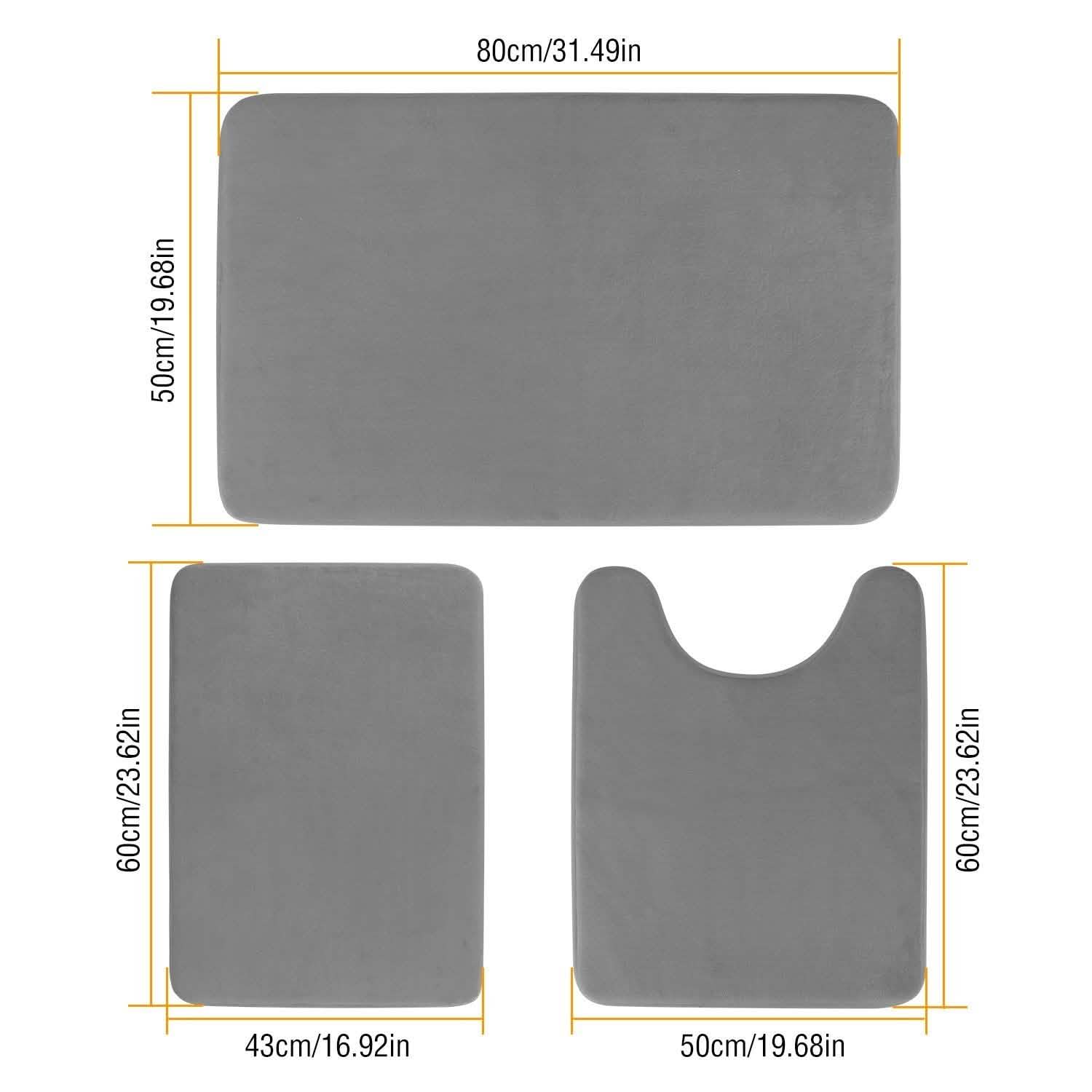 3-Piece Set: Bathroom Rug Set Plush Velvet Bath Carpet DailySale