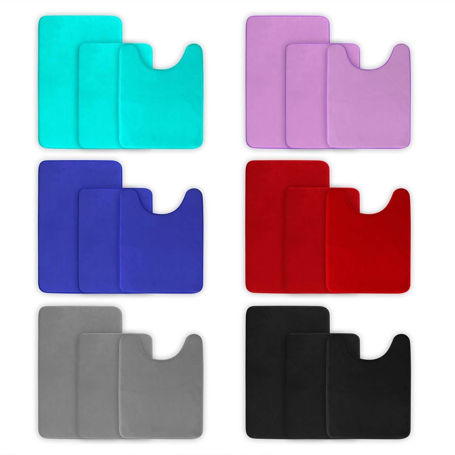 3-Piece Set: Bathroom Rug Set Plush Velvet Bath Carpet DailySale