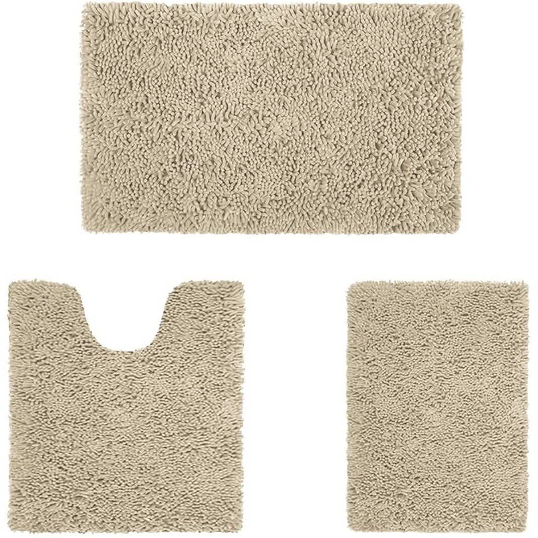 3-Piece Set: Bathroom Rugs Set Ultra Soft Non Slip and Absorbent Chenille DailySale