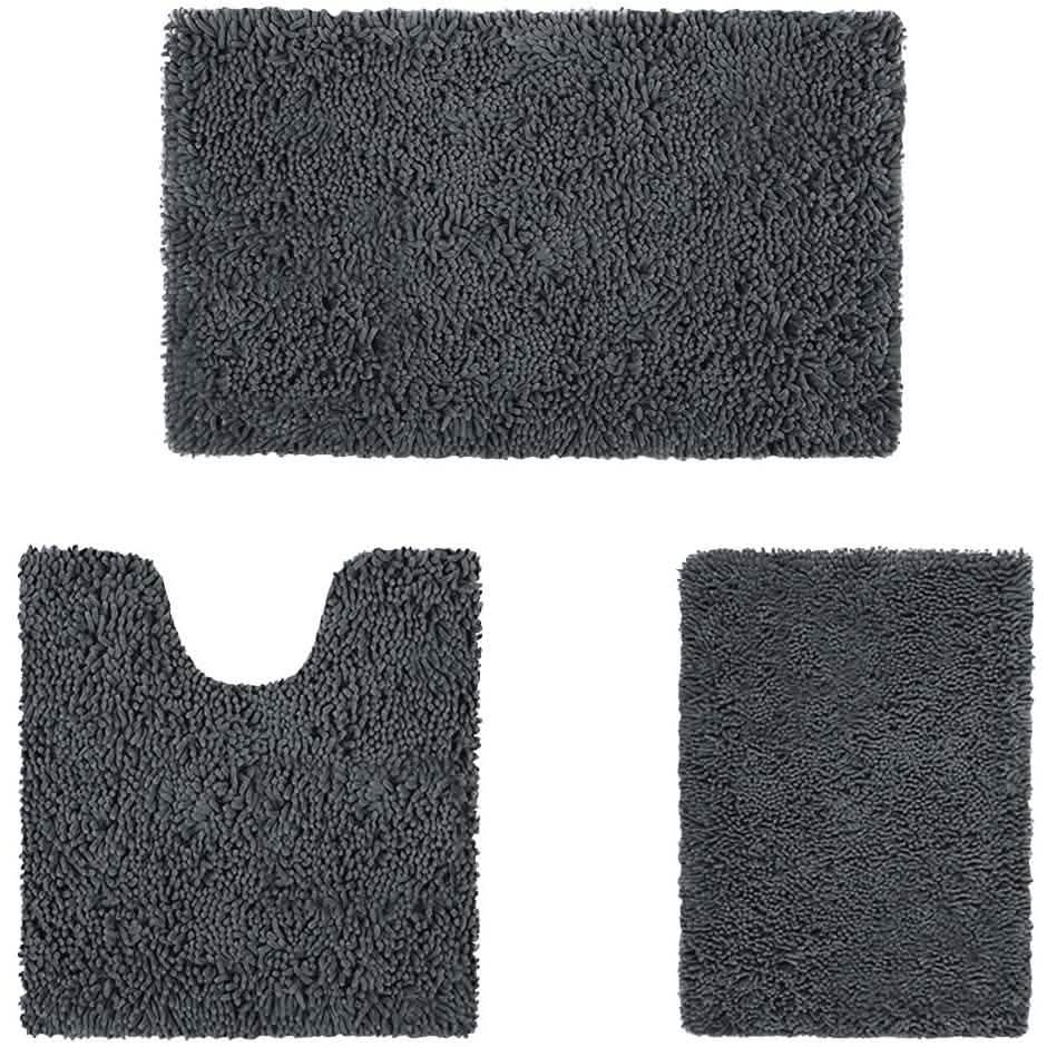 3-Piece Set: Bathroom Rugs Set Ultra Soft Non Slip and Absorbent Chenille DailySale