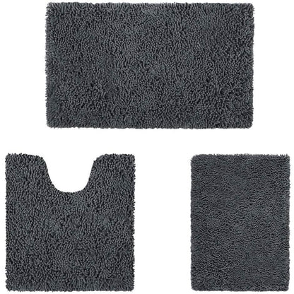 3-Piece Set: Bathroom Rugs Set Ultra Soft Non Slip and Absorbent Chenille DailySale