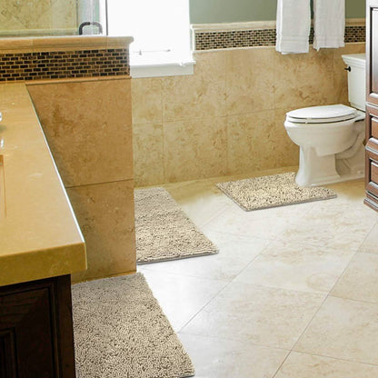 3-Piece Set: Bathroom Rugs Set Ultra Soft Non Slip and Absorbent Chenille DailySale