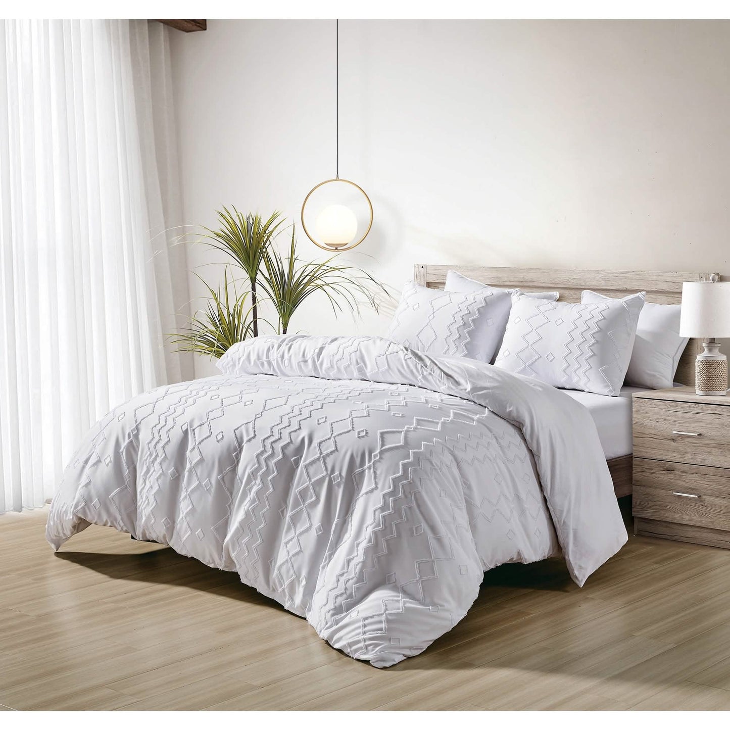3-Piece Set: Bibb Home Tufted Clipped Duvet Cover DailySale