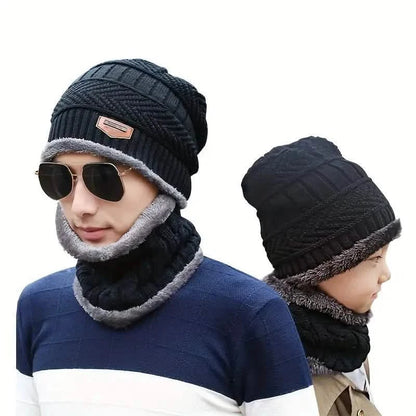 3-Piece Set: Black Knit Hats Warm Beanies Winter Neck Gaiter Elastic Gloves DailySale