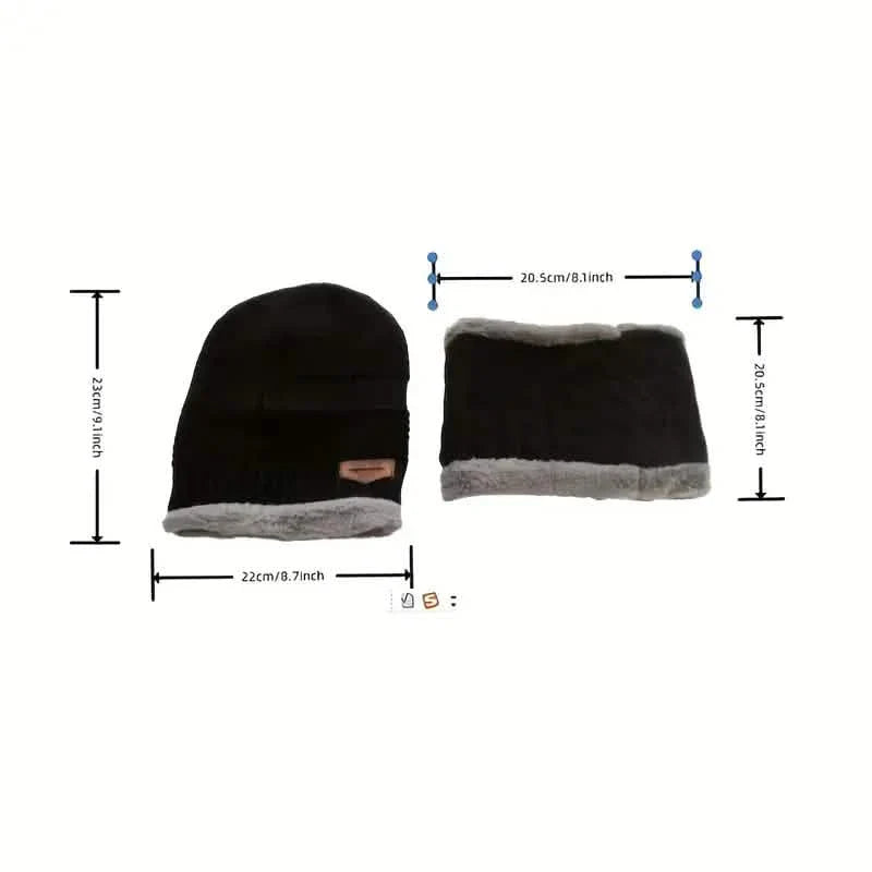 3-Piece Set: Black Knit Hats Warm Beanies Winter Neck Gaiter Elastic Gloves DailySale