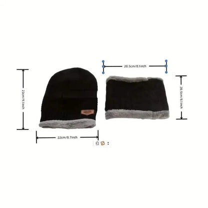 3-Piece Set: Black Knit Hats Warm Beanies Winter Neck Gaiter Elastic Gloves DailySale
