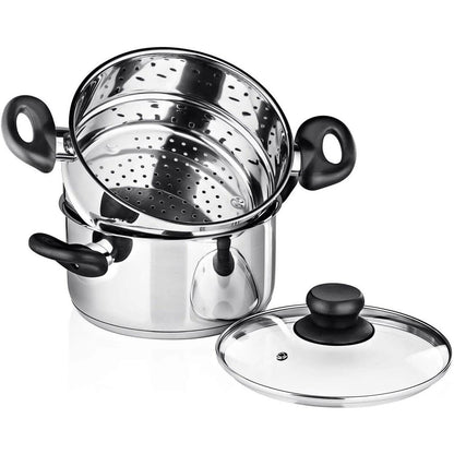 3-Piece Set: Chef's Star Stainless Steel Cookware 2 Quart Steamer Basket Set DailySale
