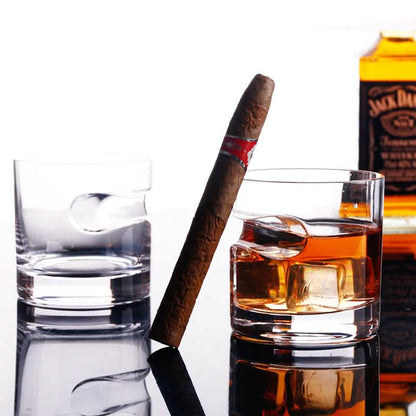3-Piece Set: Cigar-Holding Whiskey Glasses with Cigar Cutter DailySale