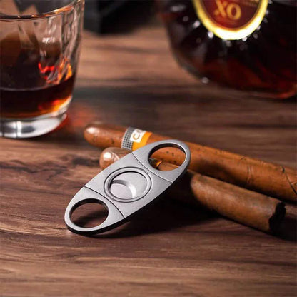 3-Piece Set: Cigar-Holding Whiskey Glasses with Cigar Cutter DailySale
