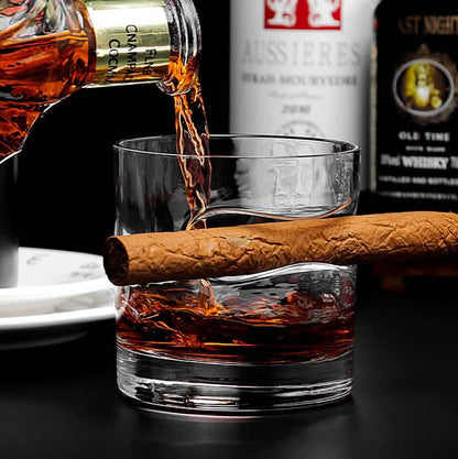 3-Piece Set: Cigar-Holding Whiskey Glasses with Cigar Cutter DailySale