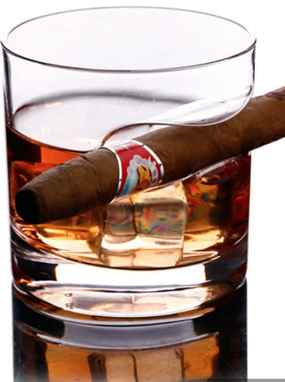 3-Piece Set: Cigar-Holding Whiskey Glasses with Cigar Cutter DailySale
