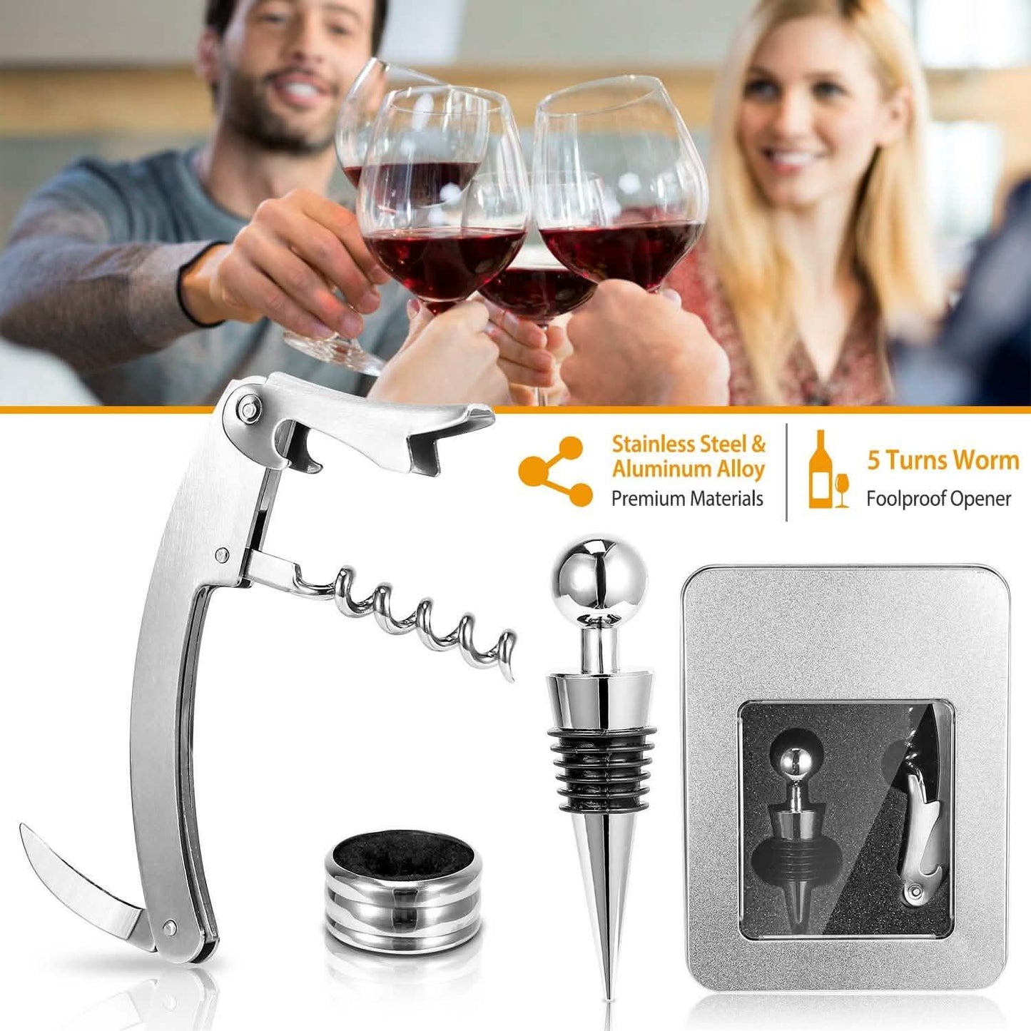 3-Piece Set: Corkscrew Bottle Opener Set DailySale