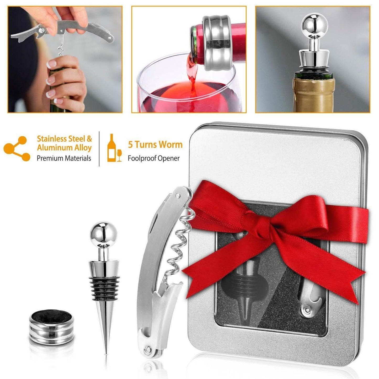 3-Piece Set: Corkscrew Bottle Opener Set DailySale