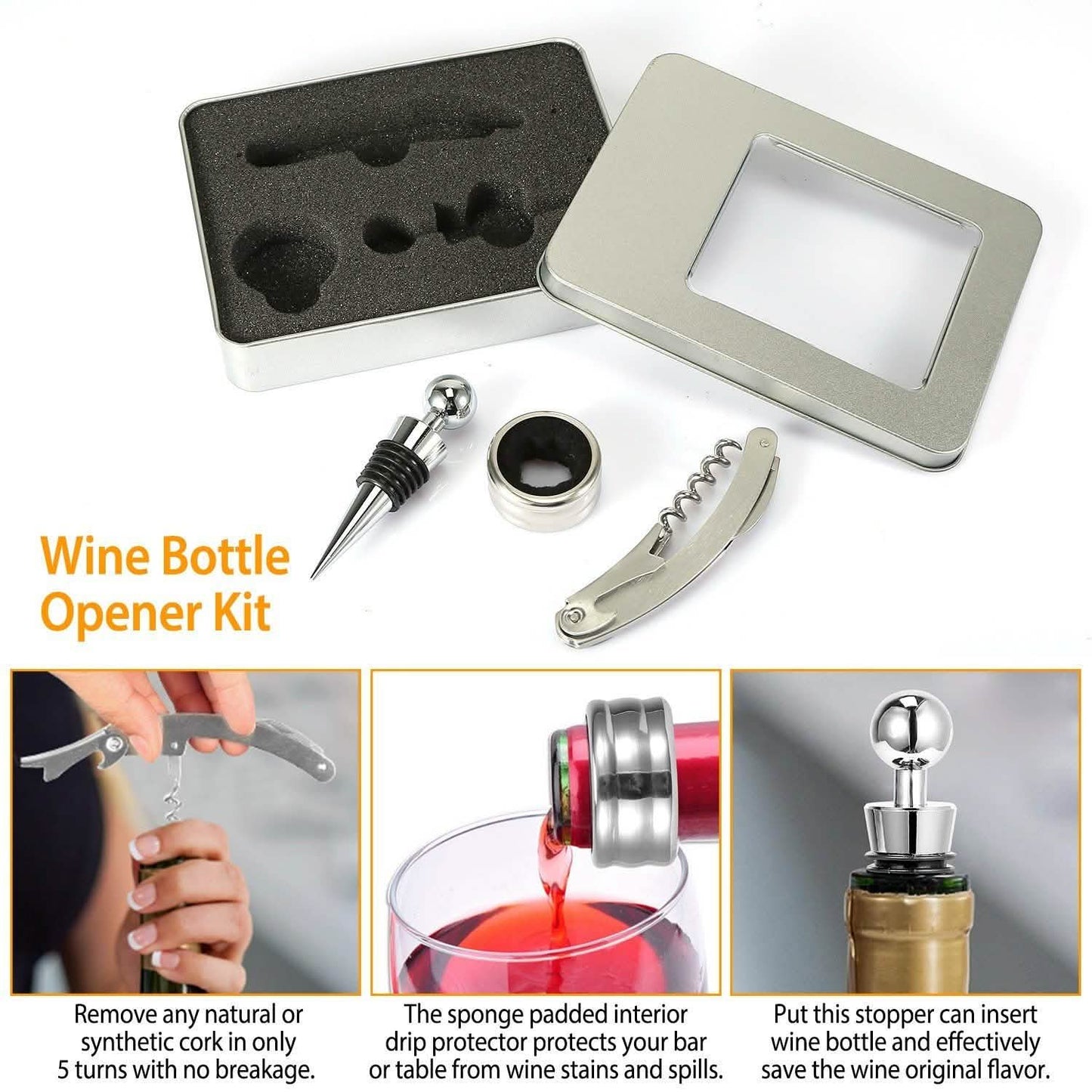 3-Piece Set: Corkscrew Bottle Opener Set DailySale