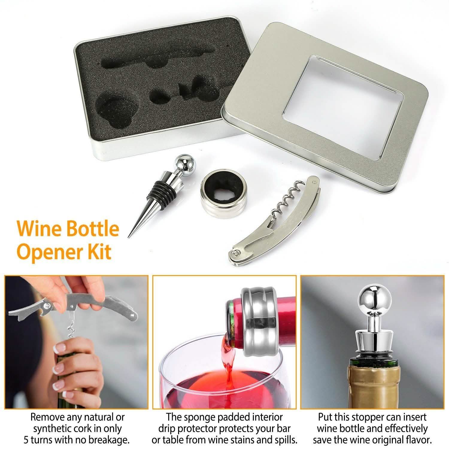 3-Piece Set: Corkscrew Bottle Opener Set DailySale