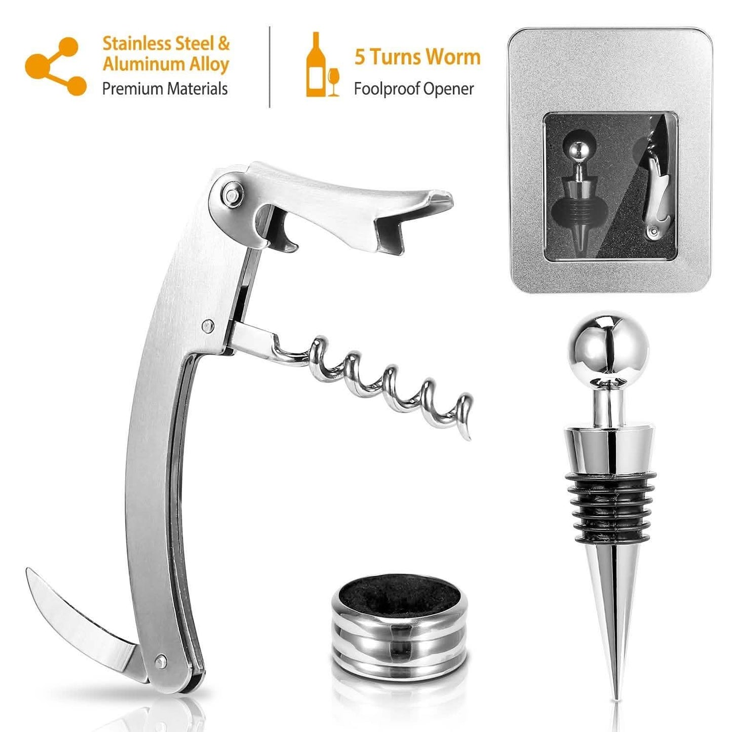 3-Piece Set: Corkscrew Bottle Opener Set DailySale