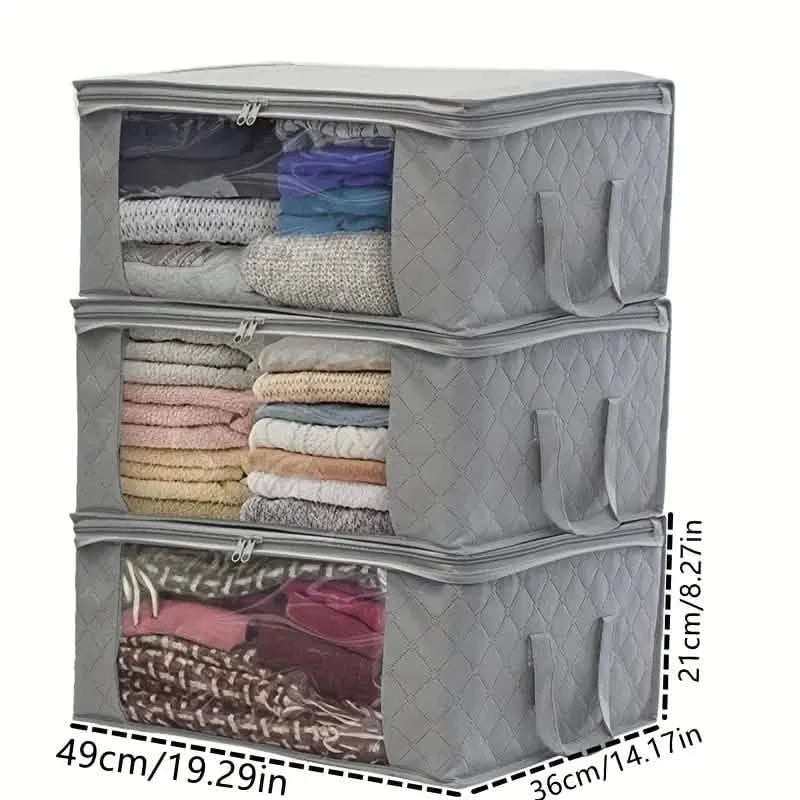 3-Piece Set: Foldable Storage Bags - Large Capacity Clothes Storage Containers DailySale