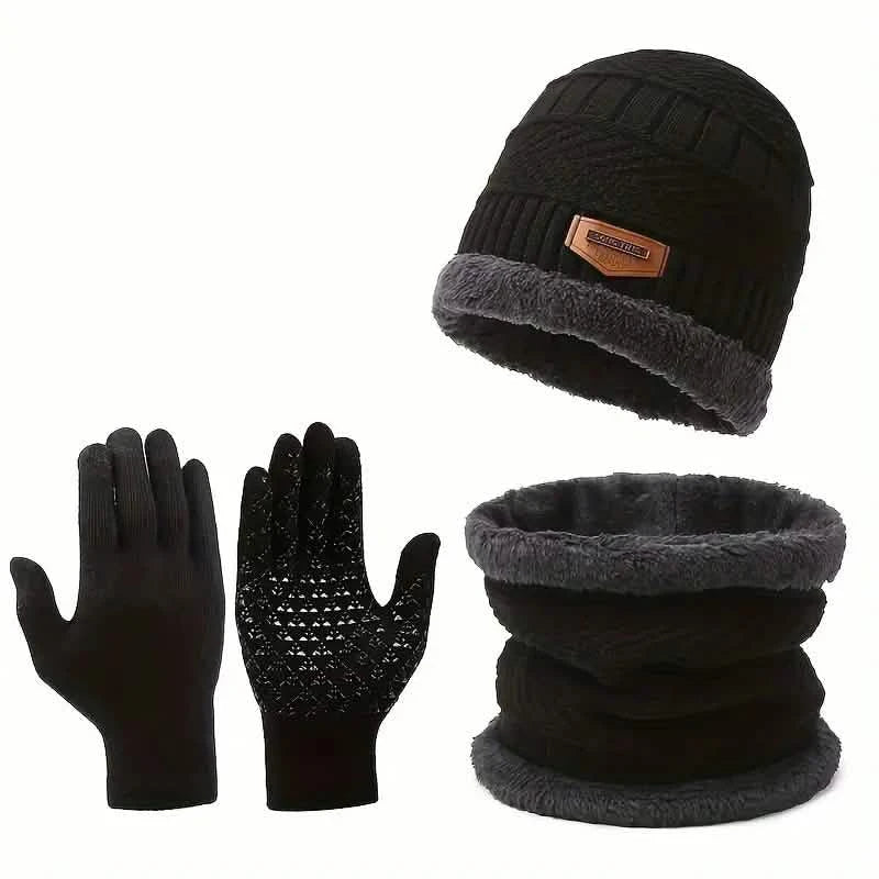 3-Piece Set: Infinity Scarf Autumn Winter, Thickened Warm Knit Beanie and Touchscreen Gloves Neck Gaiter DailySale