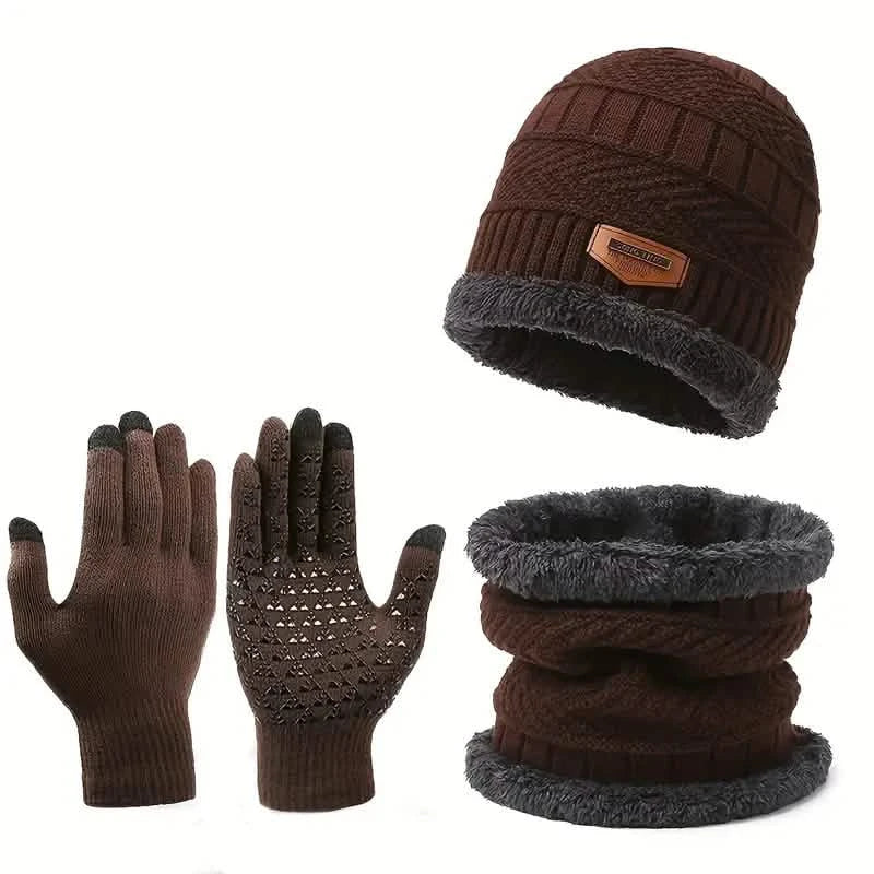 3-Piece Set: Infinity Scarf Autumn Winter, Thickened Warm Knit Beanie and Touchscreen Gloves Neck Gaiter DailySale