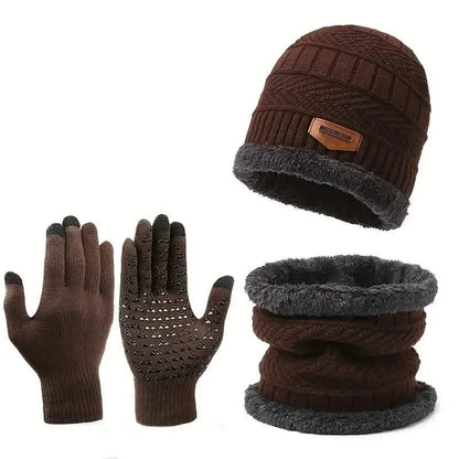 3-Piece Set: Infinity Scarf Autumn Winter, Thickened Warm Knit Beanie and Touchscreen Gloves Neck Gaiter DailySale