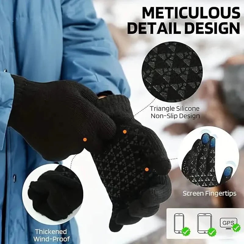 3-Piece Set: Infinity Scarf Autumn Winter, Thickened Warm Knit Beanie and Touchscreen Gloves Neck Gaiter DailySale