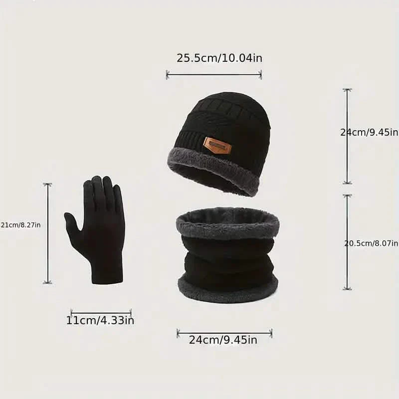 3-Piece Set: Infinity Scarf Autumn Winter, Thickened Warm Knit Beanie and Touchscreen Gloves Neck Gaiter DailySale