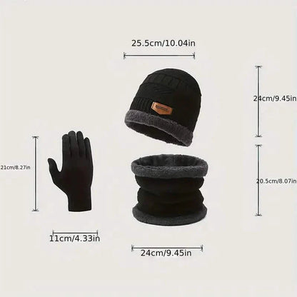 3-Piece Set: Infinity Scarf Autumn Winter, Thickened Warm Knit Beanie and Touchscreen Gloves Neck Gaiter DailySale