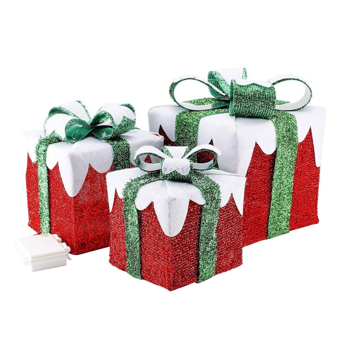 3-Piece Set: Lighted Gift Boxes Christmas Decoration IP44 with 3 Bows Timer 60 LED DailySale