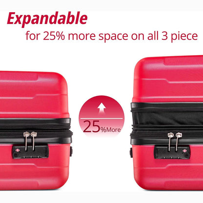 3-Piece Set: Lightweight Hard Luggage with Swivel Wheels and TSA Lock DailySale