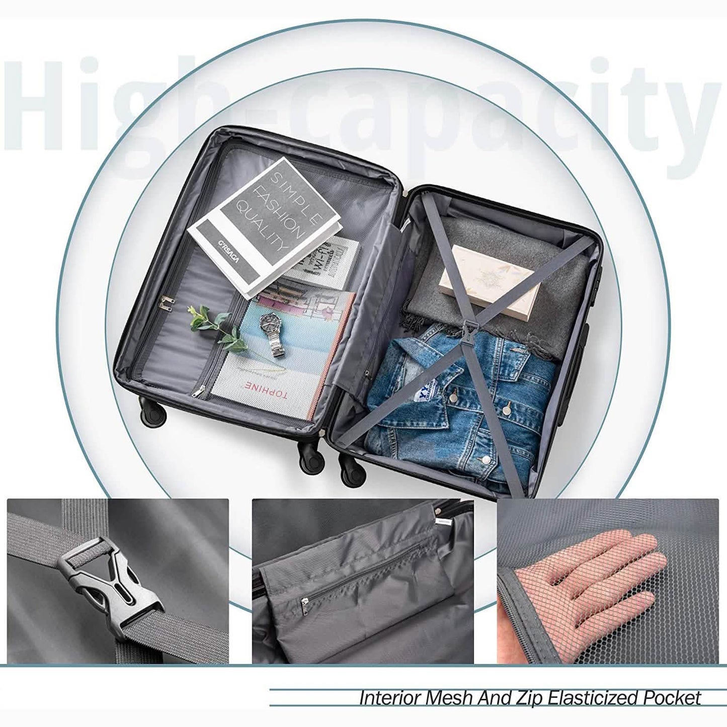 3-Piece Set: Lightweight Hard Luggage with Swivel Wheels and TSA Lock DailySale