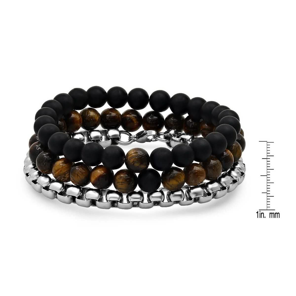 3-Piece Set: Men's Black Lava Bracelets DailySale
