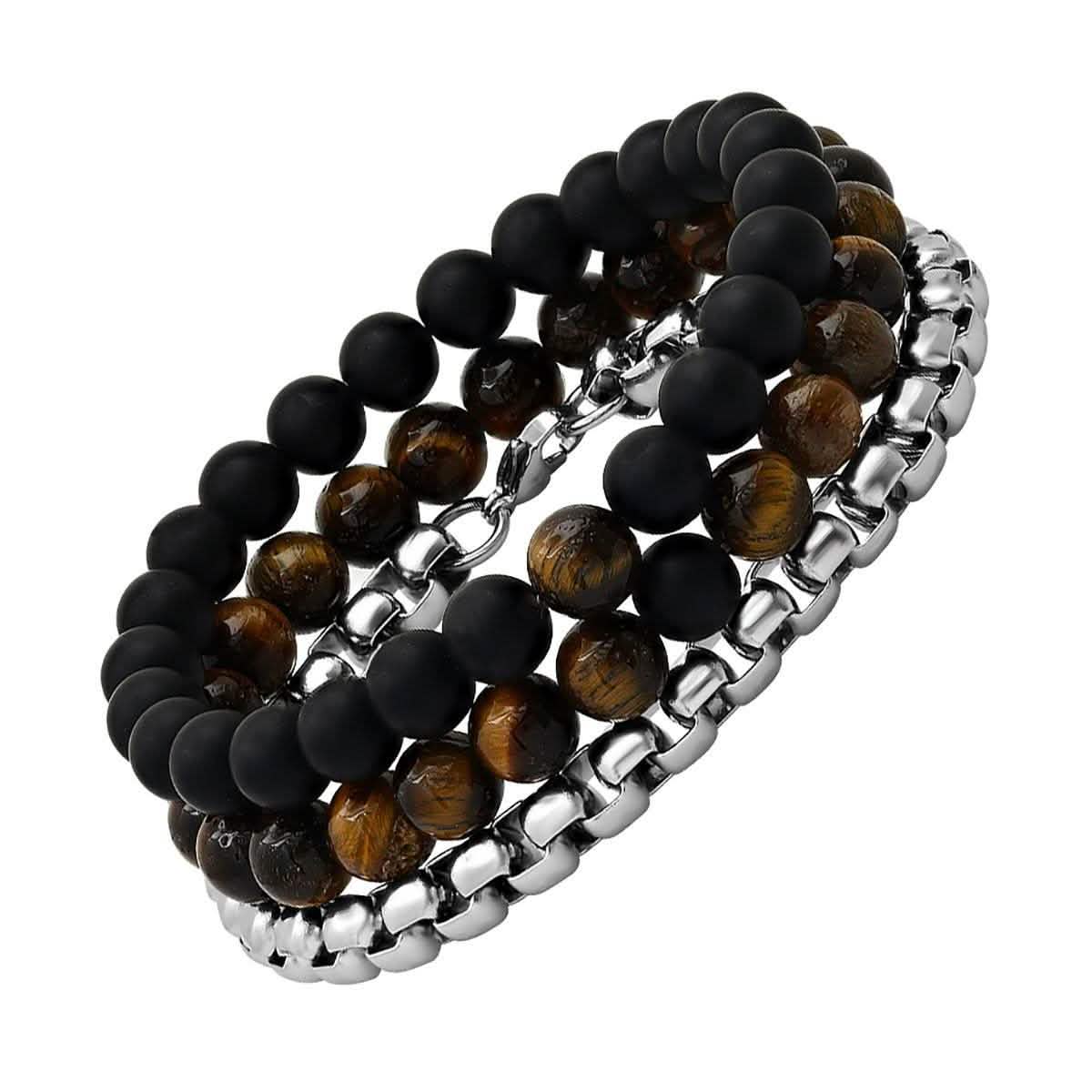 3-Piece Set: Men's Black Lava Bracelets DailySale