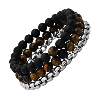 3-Piece Set: Men's Black Lava Bracelets DailySale