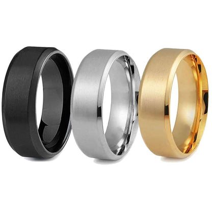 3-Piece Set: Men's Stainless Steel Comfort Fit Wedding Band Ring DailySale
