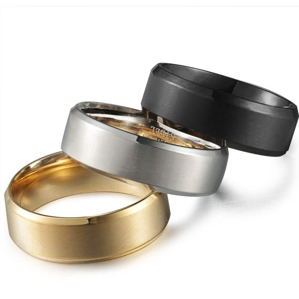 3-Piece Set: Men's Stainless Steel Comfort Fit Wedding Band Ring DailySale