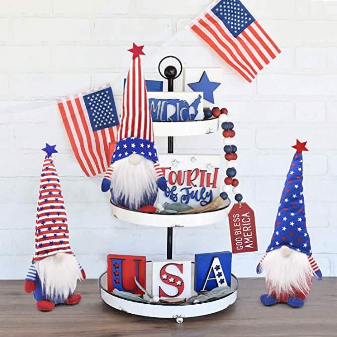 3-Piece Set: Patriotic Gnome Plush Standing Statues DailySale