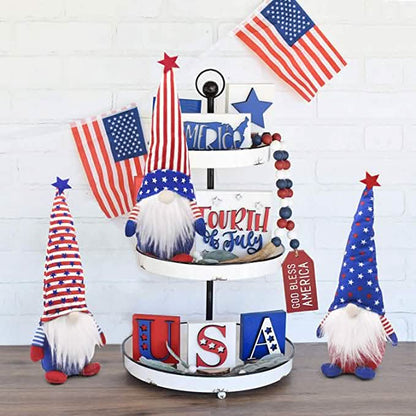 3-Piece Set: Patriotic Gnome Plush Standing Statues DailySale