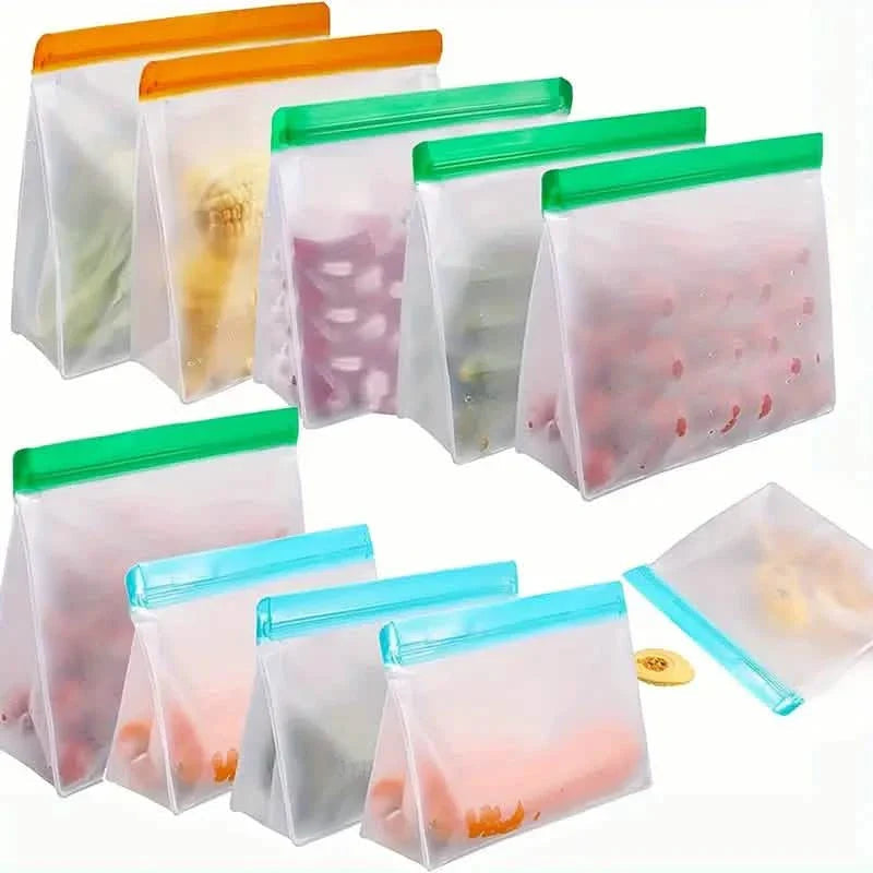 3-Piece Set: Reusable Silicone Food Storage Bag, Leak Proof And Reusable Freezer Bag - Small, Medium and Large DailySale