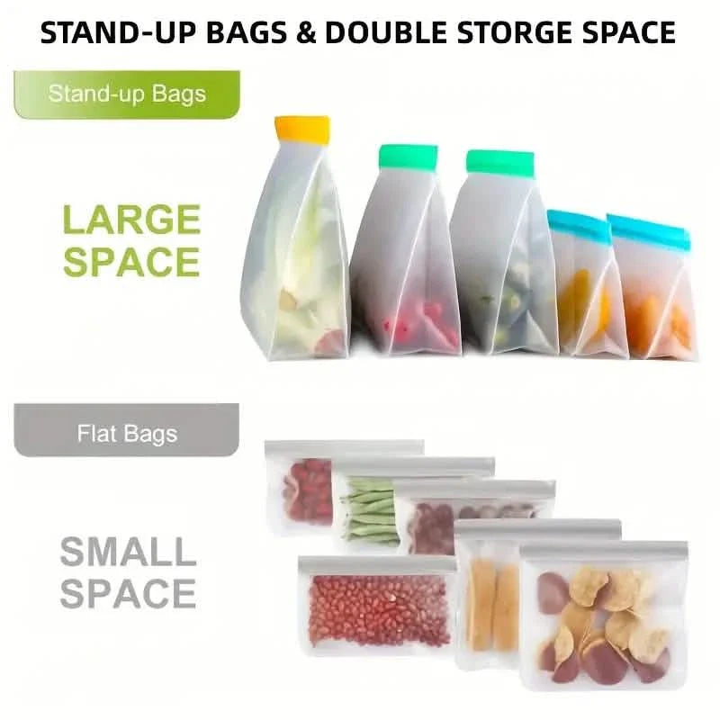 3-Piece Set: Reusable Silicone Food Storage Bag, Leak Proof And Reusable Freezer Bag - Small, Medium and Large DailySale