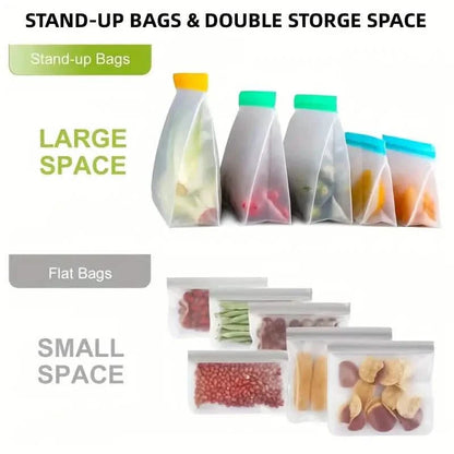3-Piece Set: Reusable Silicone Food Storage Bag, Leak Proof And Reusable Freezer Bag - Small, Medium and Large DailySale