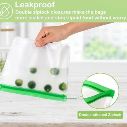 3-Piece Set: Reusable Silicone Food Storage Bag, Leak Proof And Reusable Freezer Bag - Small, Medium and Large DailySale
