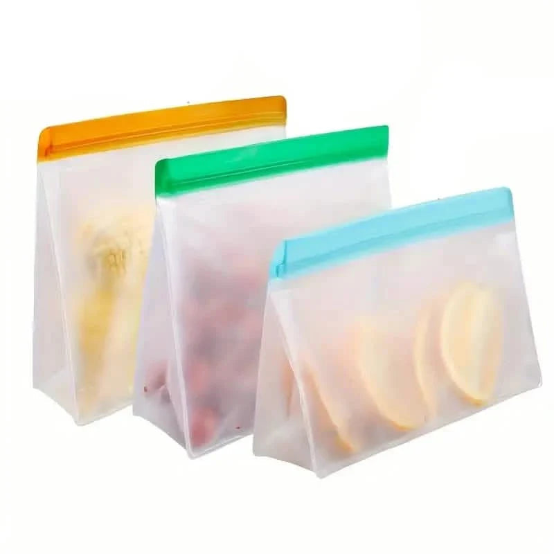 3-Piece Set: Reusable Silicone Food Storage Bag, Leak Proof And Reusable Freezer Bag - Small, Medium and Large DailySale